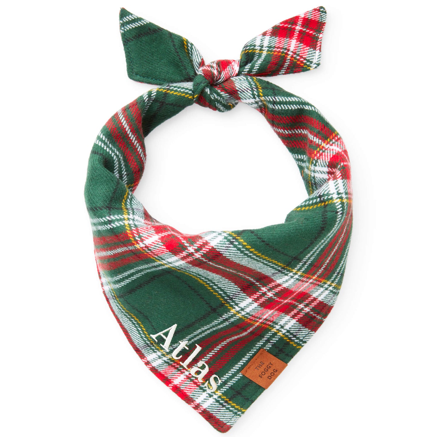 Holly Jolly Plaid Flannel Dog Bandana from The Foggy Dog