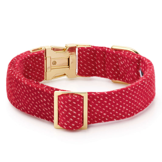 Berry Stitch Flannel Dog Collar