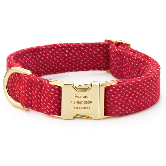 Berry Stitch Flannel Dog Collar from The Foggy Dog