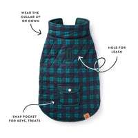 Black Watch Plaid Reversible Dog Jacket from The Foggy Dog