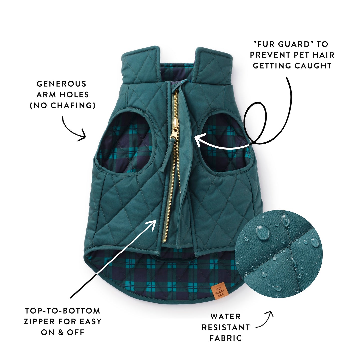 Black Watch Plaid Reversible Dog Jacket from The Foggy Dog