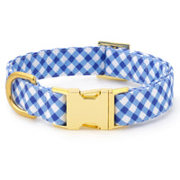 Blue Gingham Dog Collar from The Foggy Dog