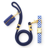 Blue Gingham Collar Walk Set from The Foggy Dog