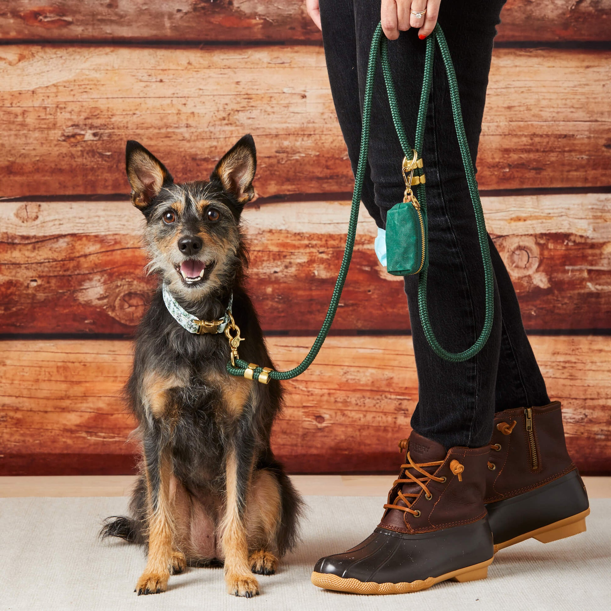 Evergreen Marine Rope Dog Leash (Standard/Petite) and Evergreen Waste Bag from The Foggy Dog 