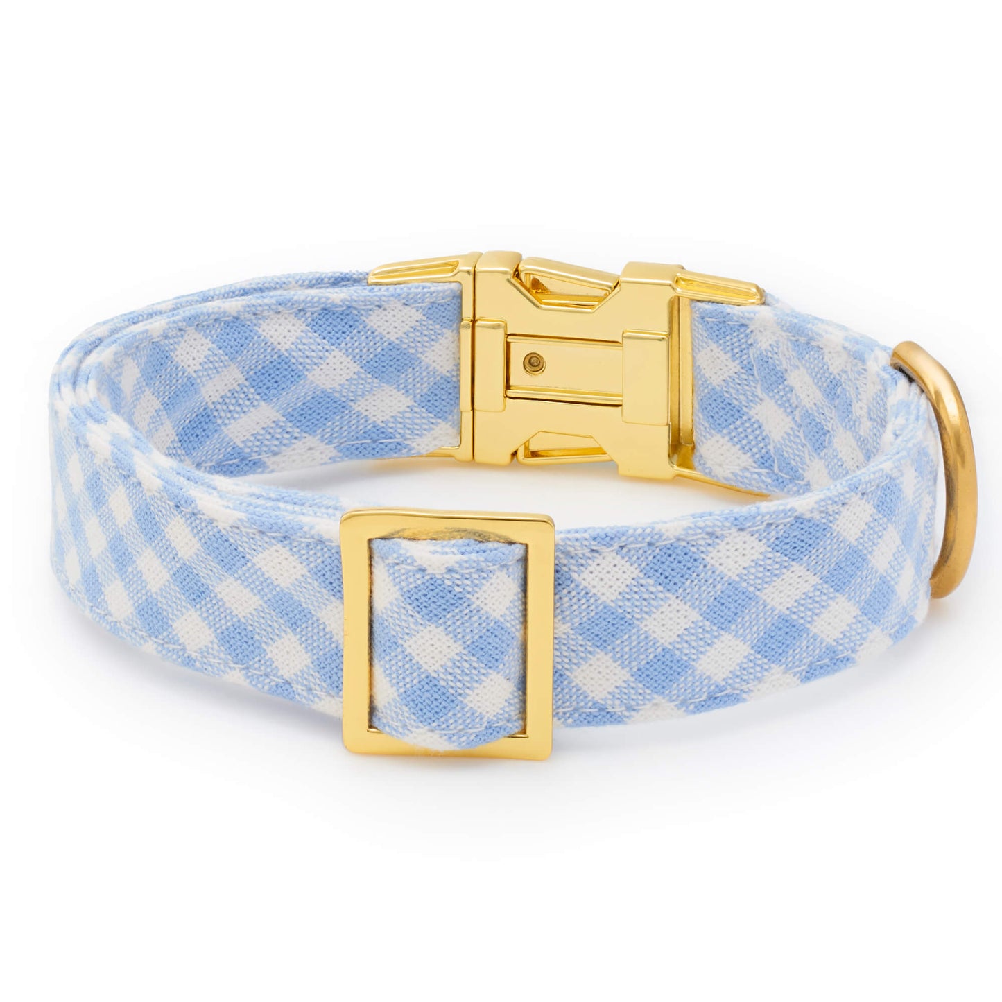 Sky Blue Gingham Dog Collar from The Foggy Dog