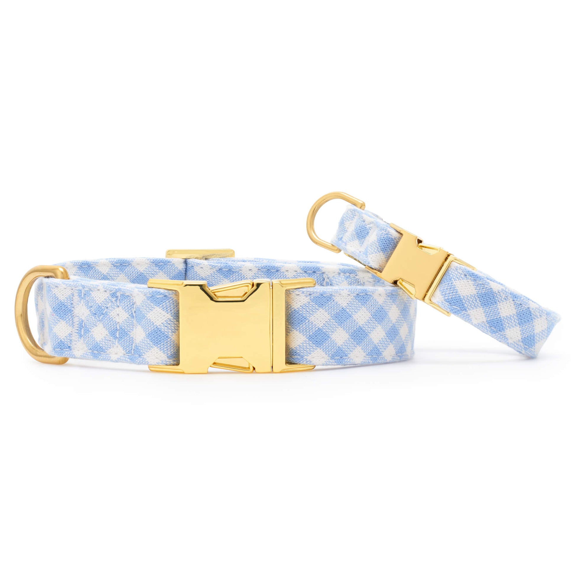 Sky Blue Gingham Dog Collar from The Foggy Dog