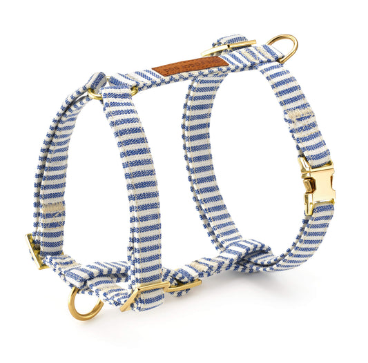 Lake Blue Stripe Dog Harness from The Foggy Dog