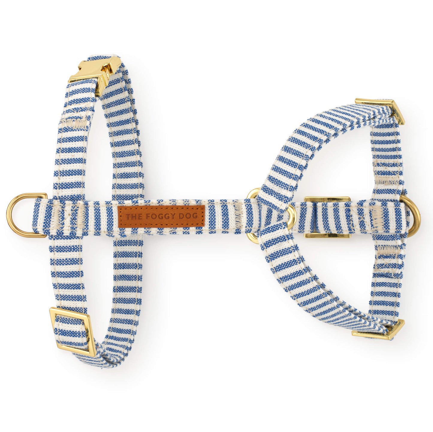 Lake Blue Stripe Dog Harness from The Foggy Dog