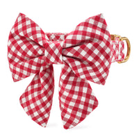 Red Gingham Lady Bow Collar from The Foggy Dog