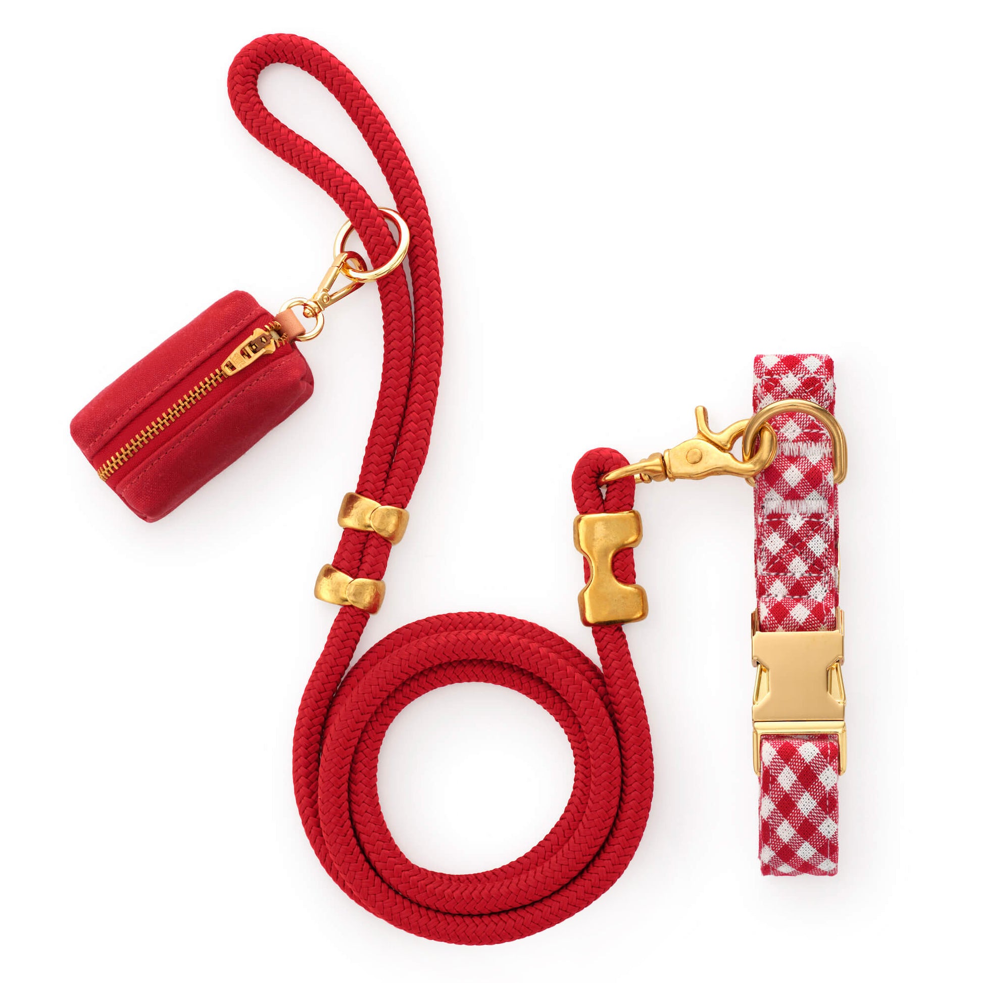 Red Gingham Collar Walk Set from The Foggy Dog