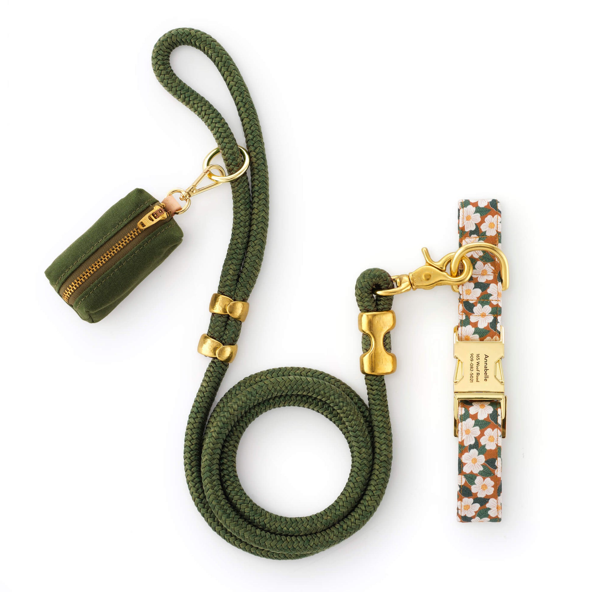 Chestnut Rose Collar Walk Set from The Foggy Dog