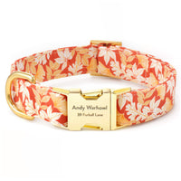 Autumn Leaves Rust Dog Collar from The Foggy Dog