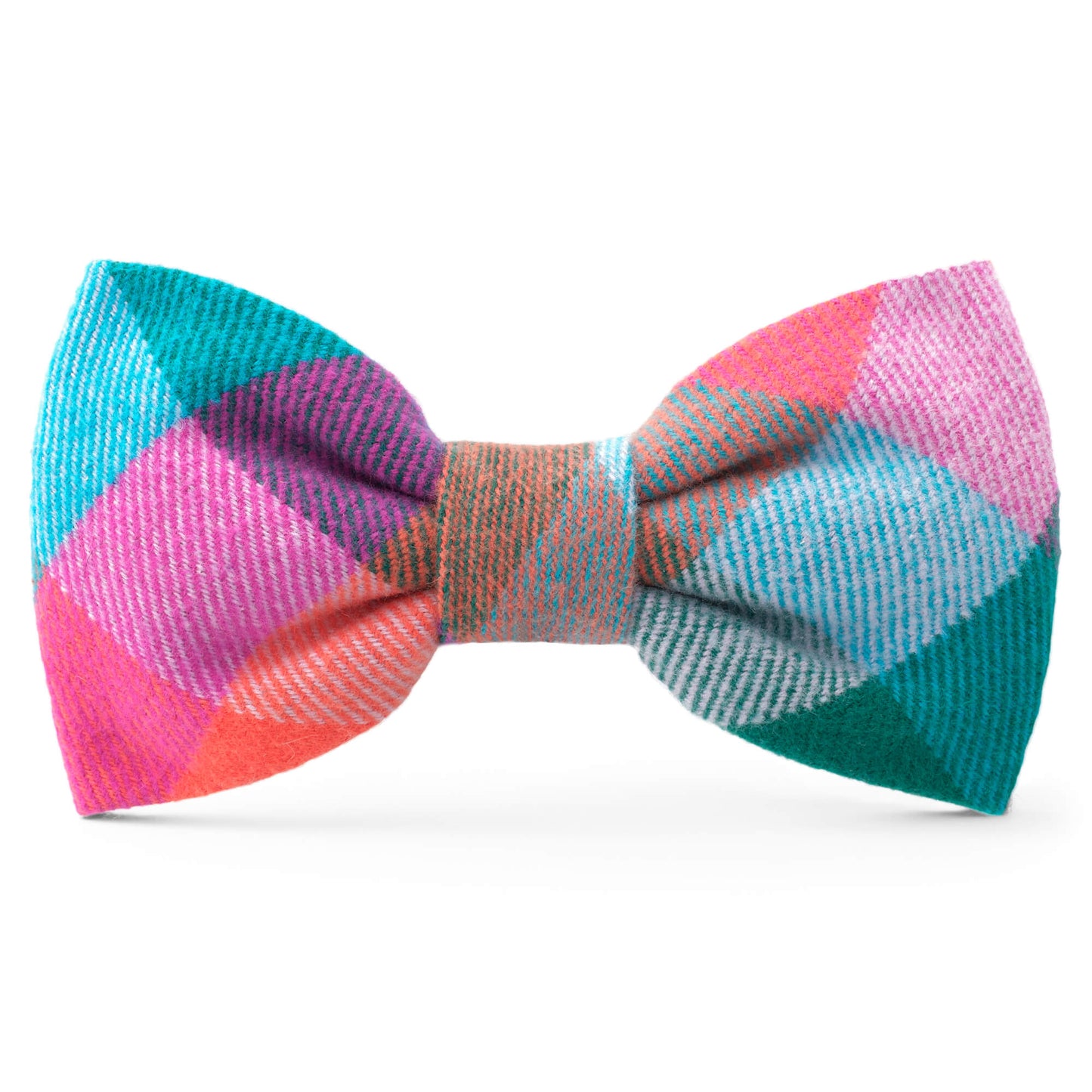 Color Pop Plaid Flannel Dog Bow Tie from The Foggy Dog