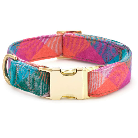 Color Pop Plaid Flannel Dog Collar from The Foggy Dog