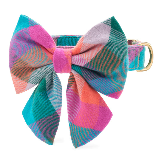 Color Pop Plaid Flannel Lady Bow Collar from The Foggy Dog