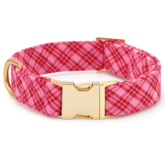 Heather Taylor Home x TFD Katherine Plaid Valentine Dog Collar from The Foggy Dog