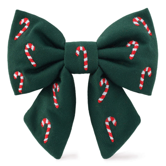 Candy Canes Embroidered Lady Dog Bow