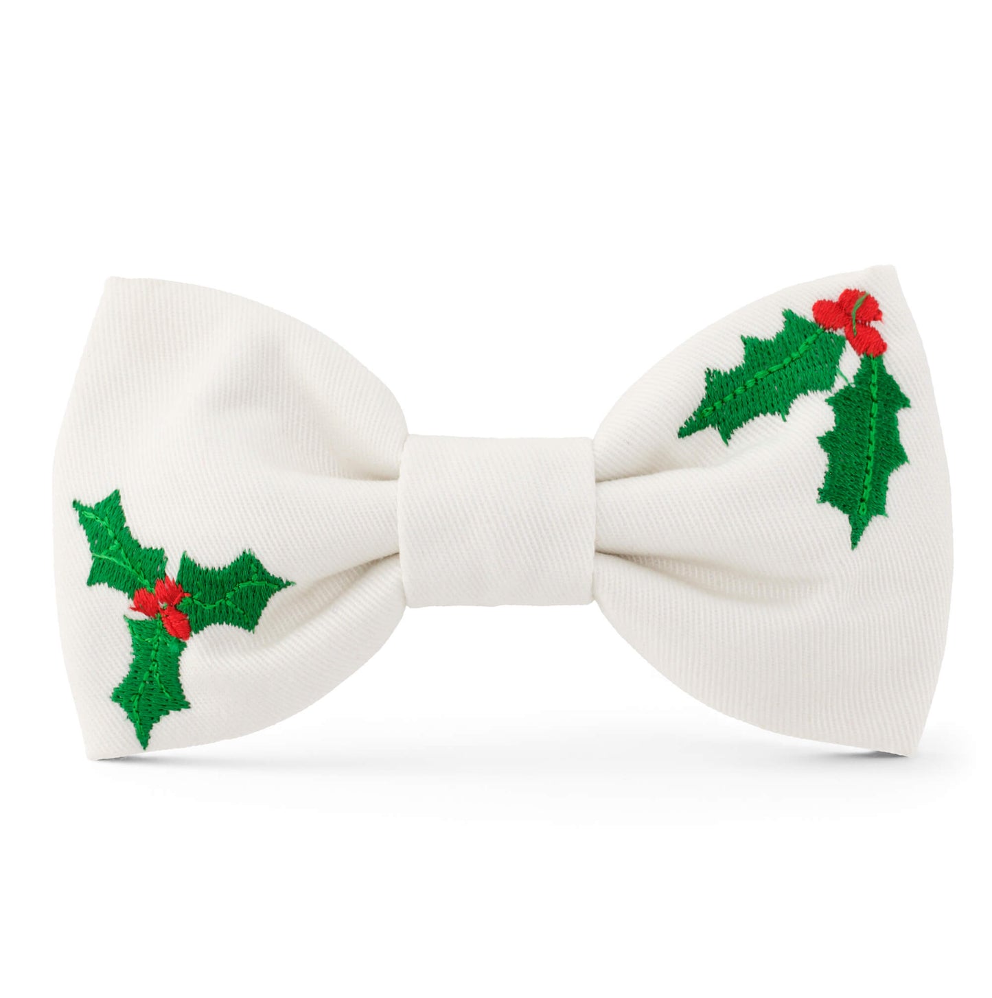 Holly Embroidered Dog Bow Tie