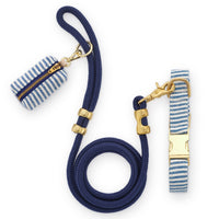 Lake Blue Stripe Collar Walk Set from The Foggy Dog