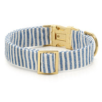 Lake Blue Stripe Dog Collar from The Foggy Dog