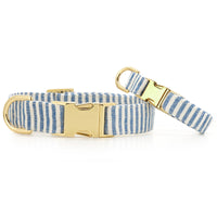 Lake Blue Stripe Dog Collar from The Foggy Dog