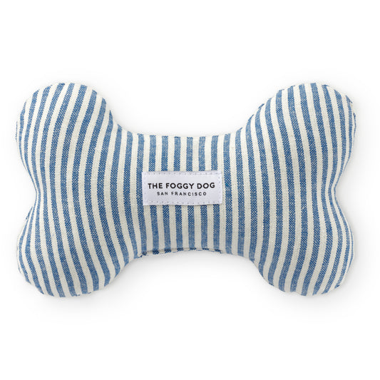 Lake Blue Stripe Dog Squeaky Toy from The Foggy Dog