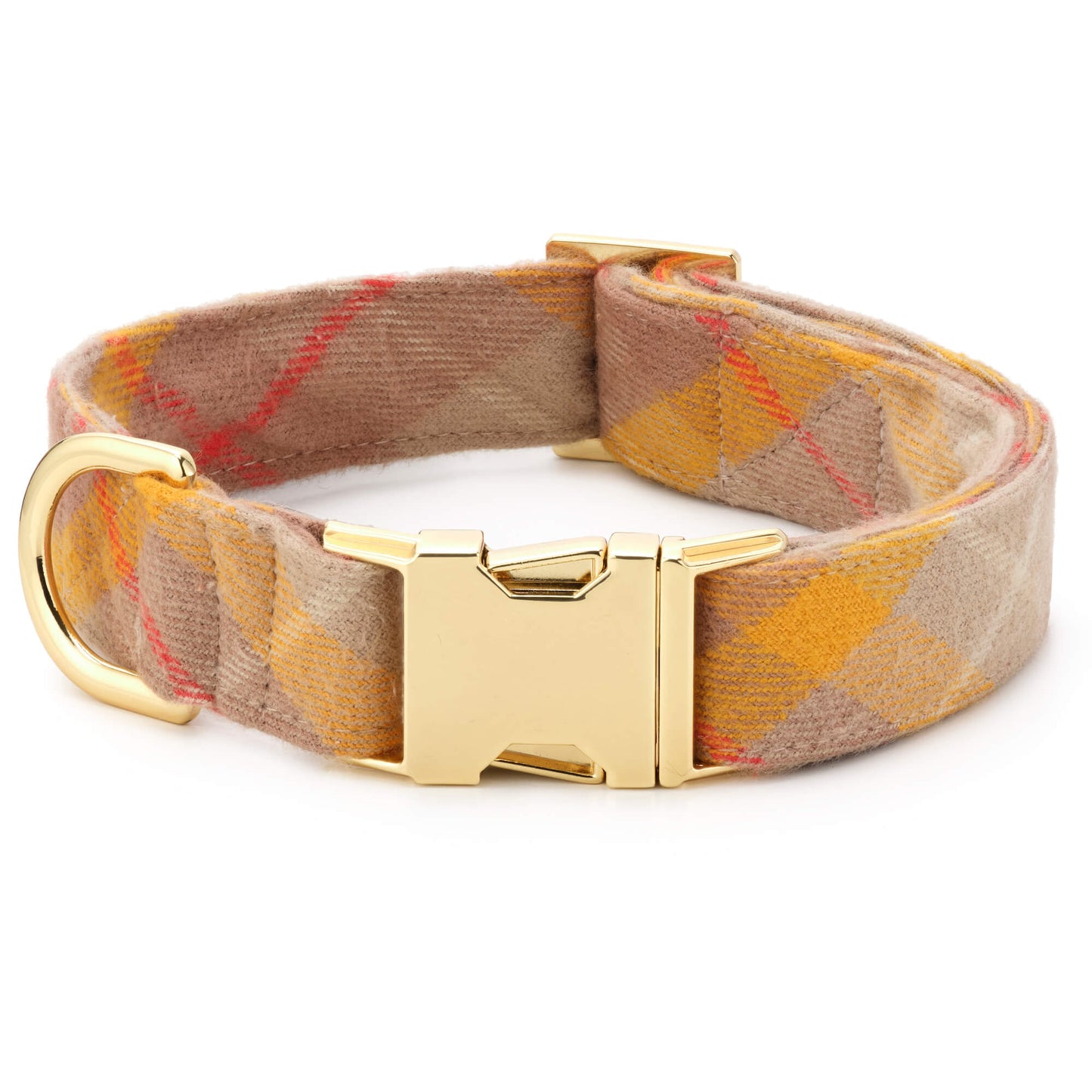 Mustard Plaid Flannel Dog Collar