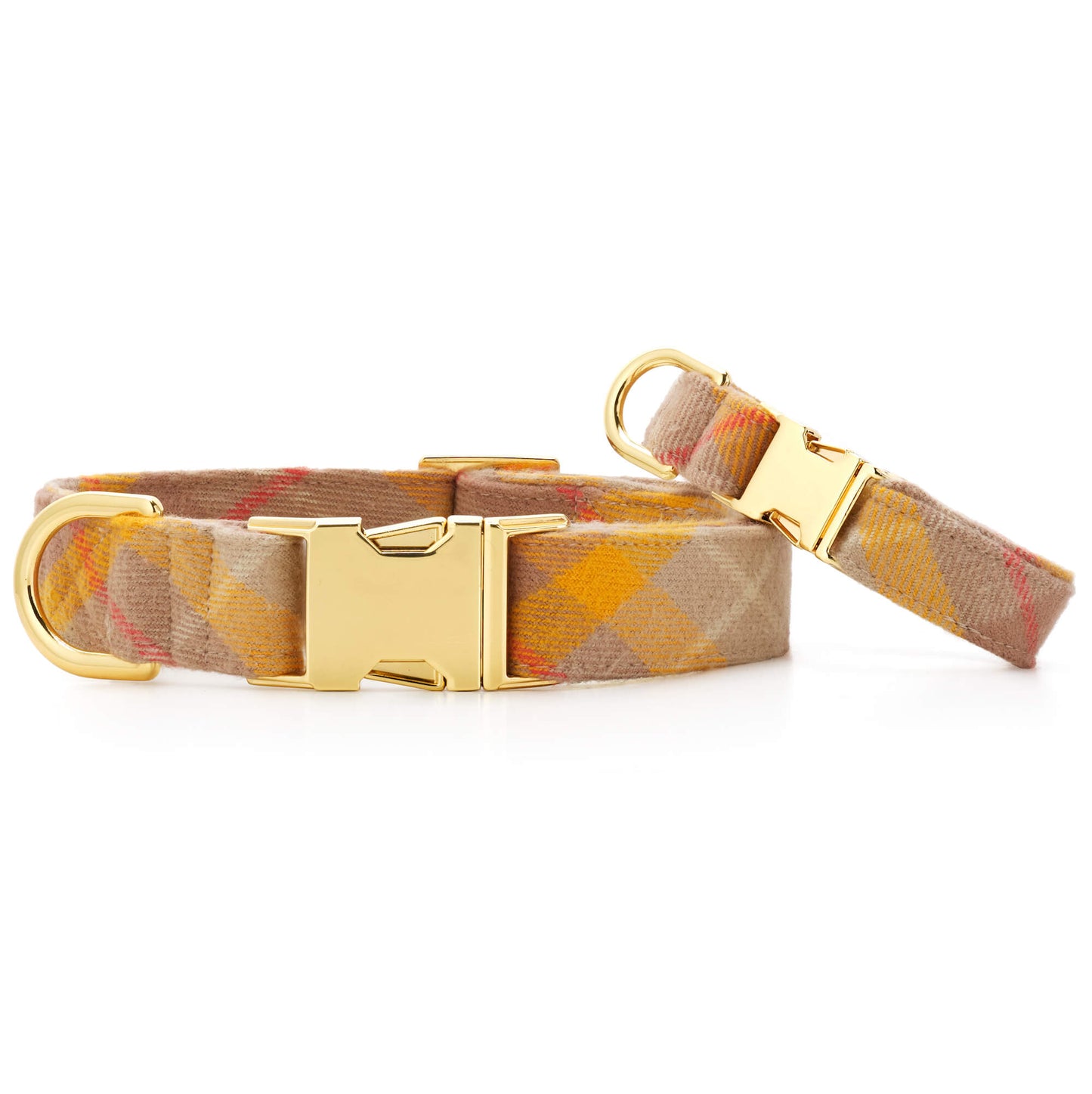 Mustard Plaid Flannel Dog Collar