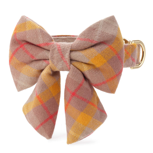 Mustard Plaid Flannel Lady Bow Collar