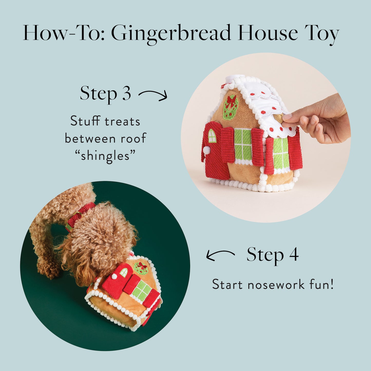 Gingerbread House Interactive Snuffle Dog Toy