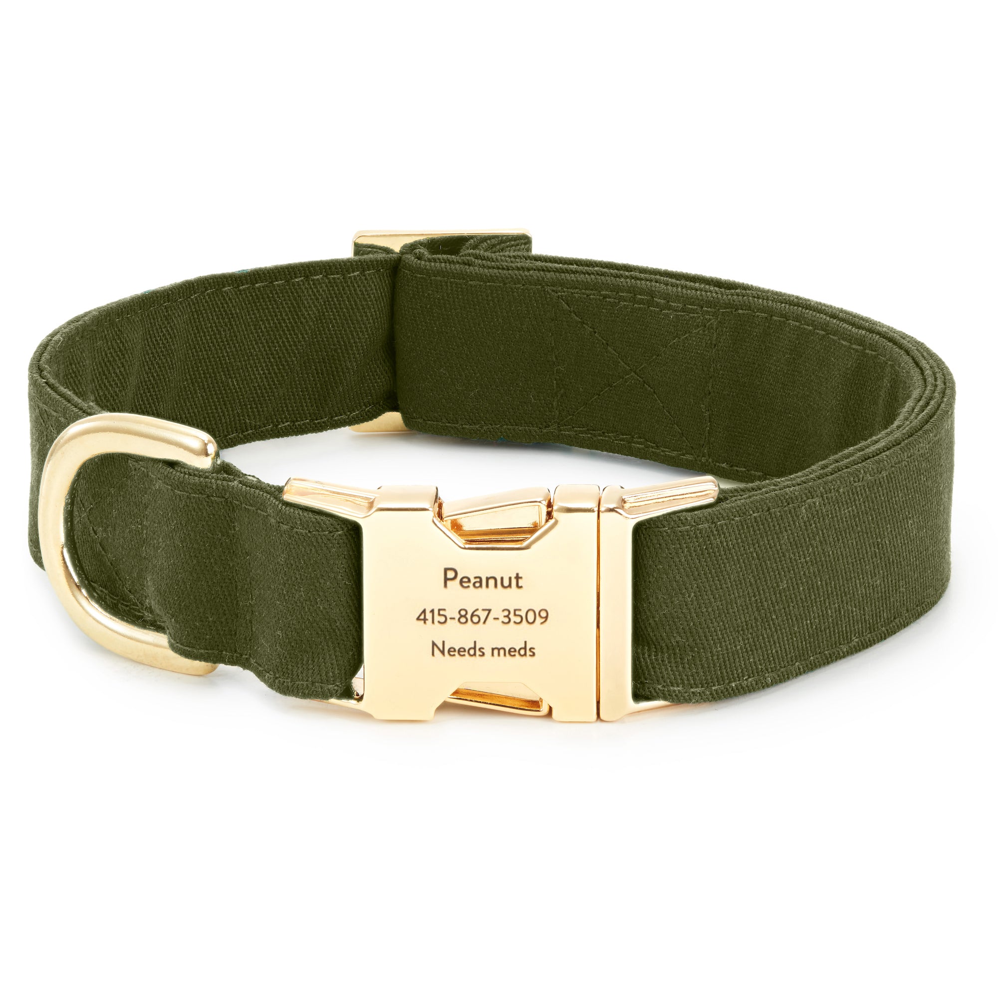 Olive Dog Collar Dog Collar Custom Engraving Personalization Option The Foggy Dog Size M Solids