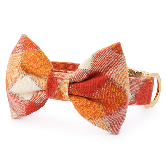 Pumpkin Spice Plaid Flannel Bow Tie Collar