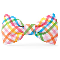 Rainbow Gingham Dog Bow Tie from The Foggy Dog