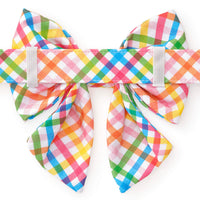 Rainbow Gingham Lady Bow Collar from The Foggy Dog