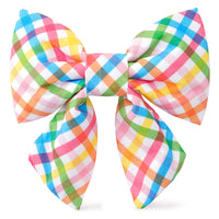 Rainbow Gingham Lady Dog Bow from The Foggy Dog