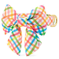 Rainbow Gingham Lady Bow Collar from The Foggy Dog