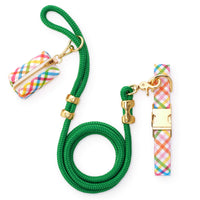 Rainbow Gingham Collar Walk Set from The Foggy Dog