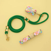 Rainbow Gingham Collar Walk Set from The Foggy Dog