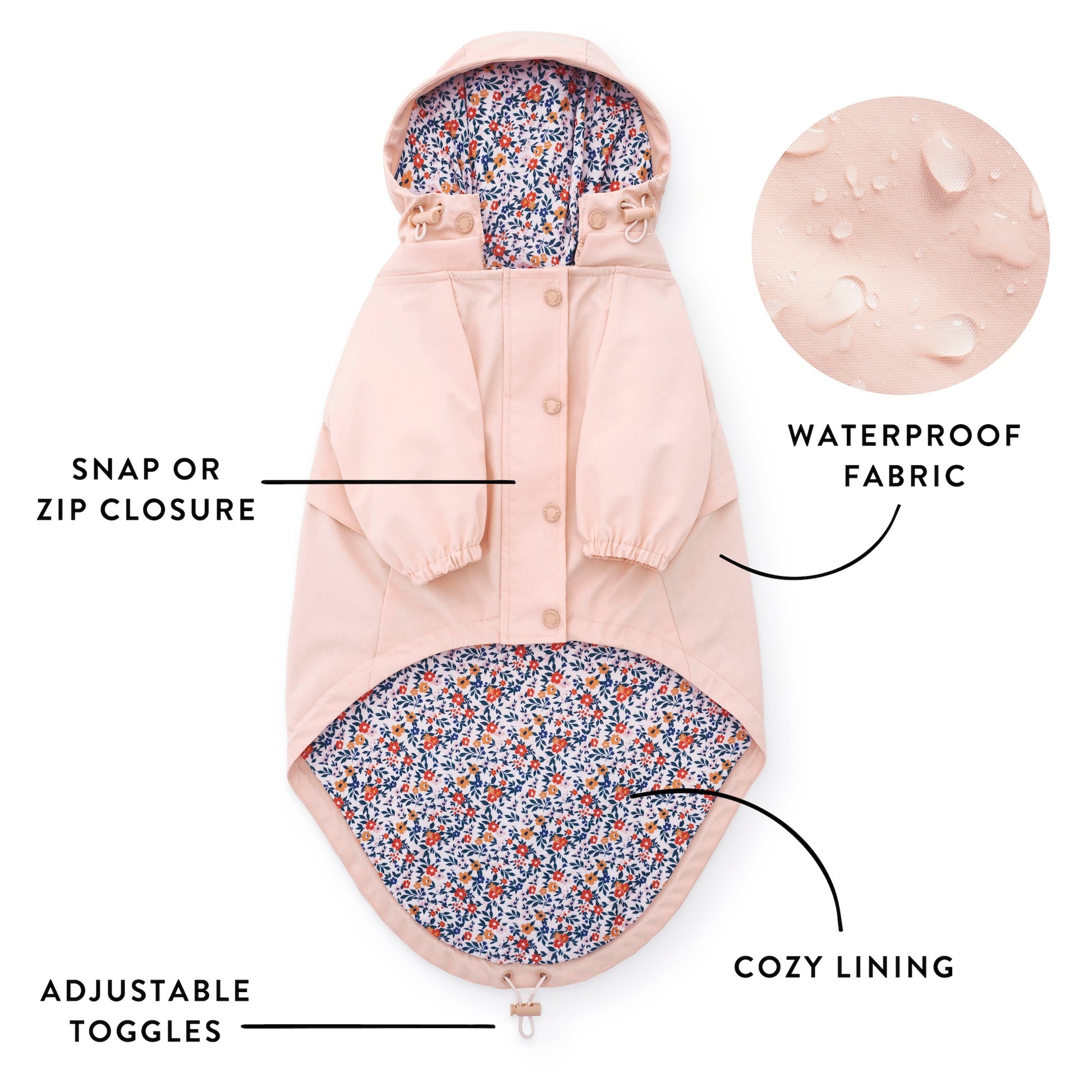 Petal Pink Dog Raincoat from The Foggy Dog