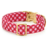 Raspberry Gingham Dog Collar from The Foggy Dog