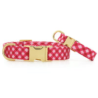 Raspberry Gingham Dog Collar from The Foggy Dog