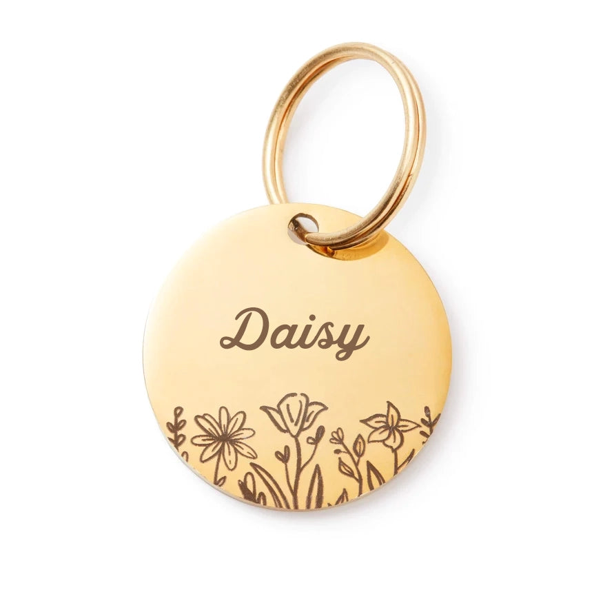 Circle Pet ID Tag: Wildflowers