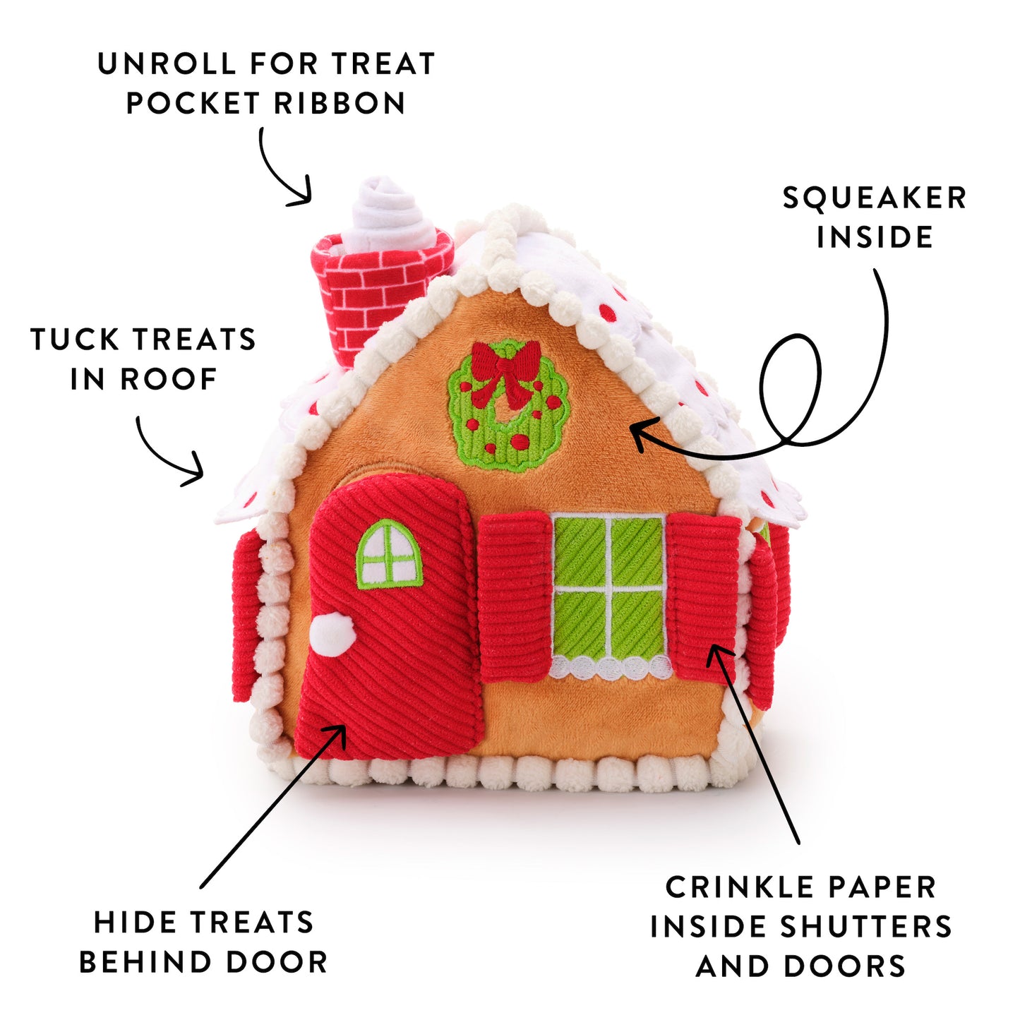 Gingerbread House Interactive Snuffle Dog Toy