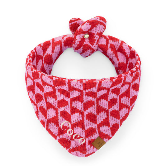 Heart Stripe Knit Dog Bandana from The Foggy Dog