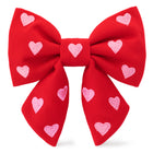 Hearts Embroidered Lady Dog Bow