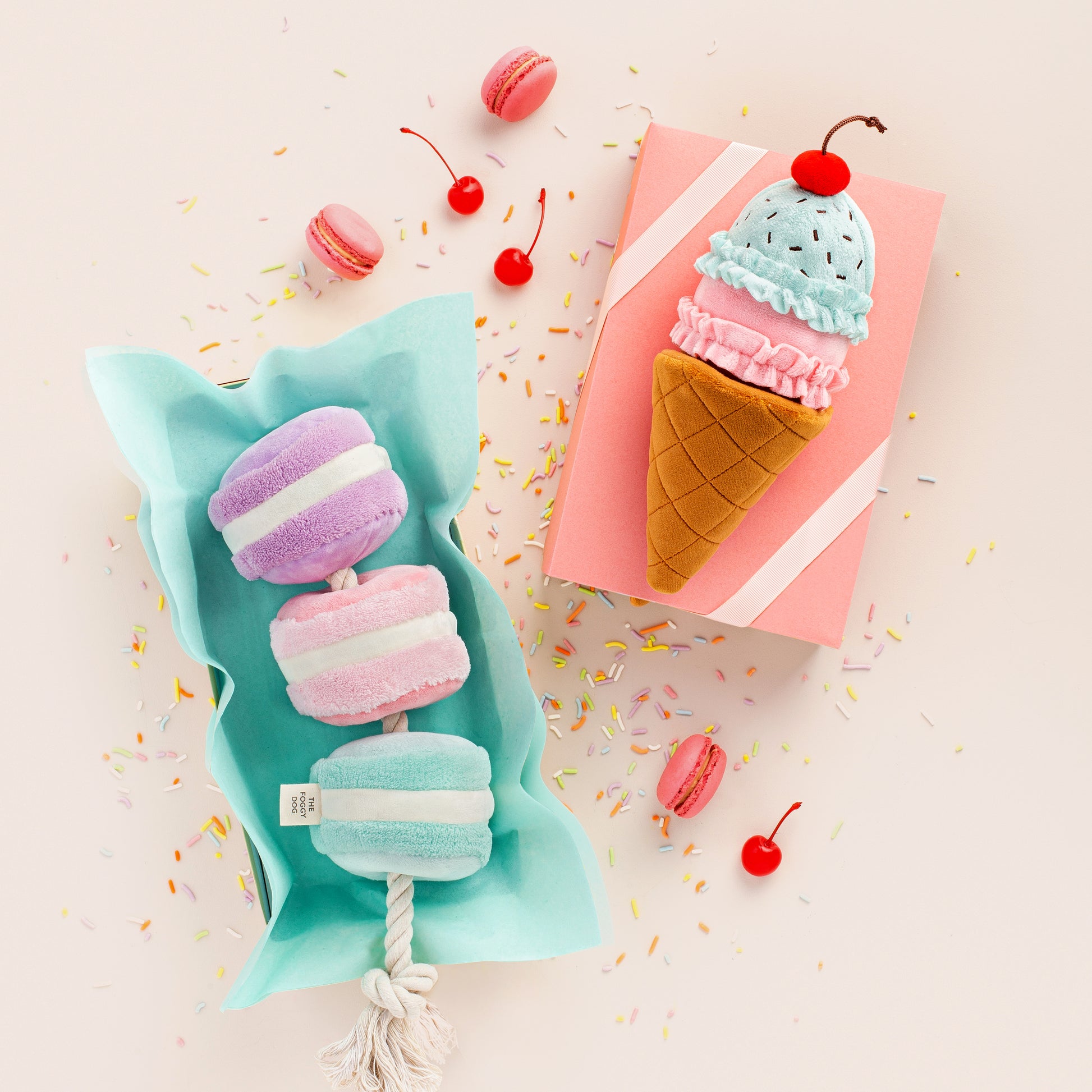 Ice Cream and Macaron Interactive Snuffle Dog Toy from The Foggy Dog