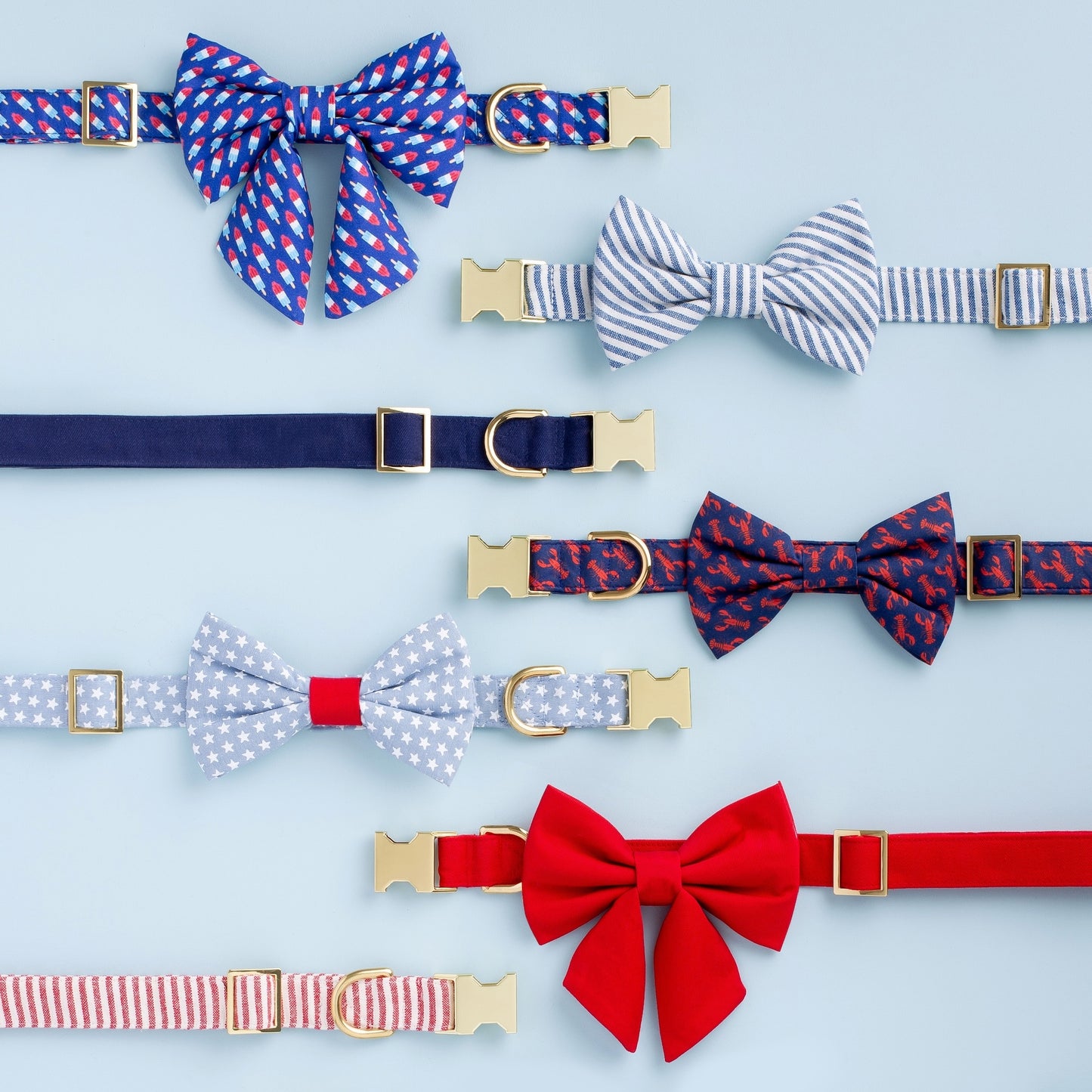 Lake Blue Stripe Bow Tie Collar from The Foggy Dog