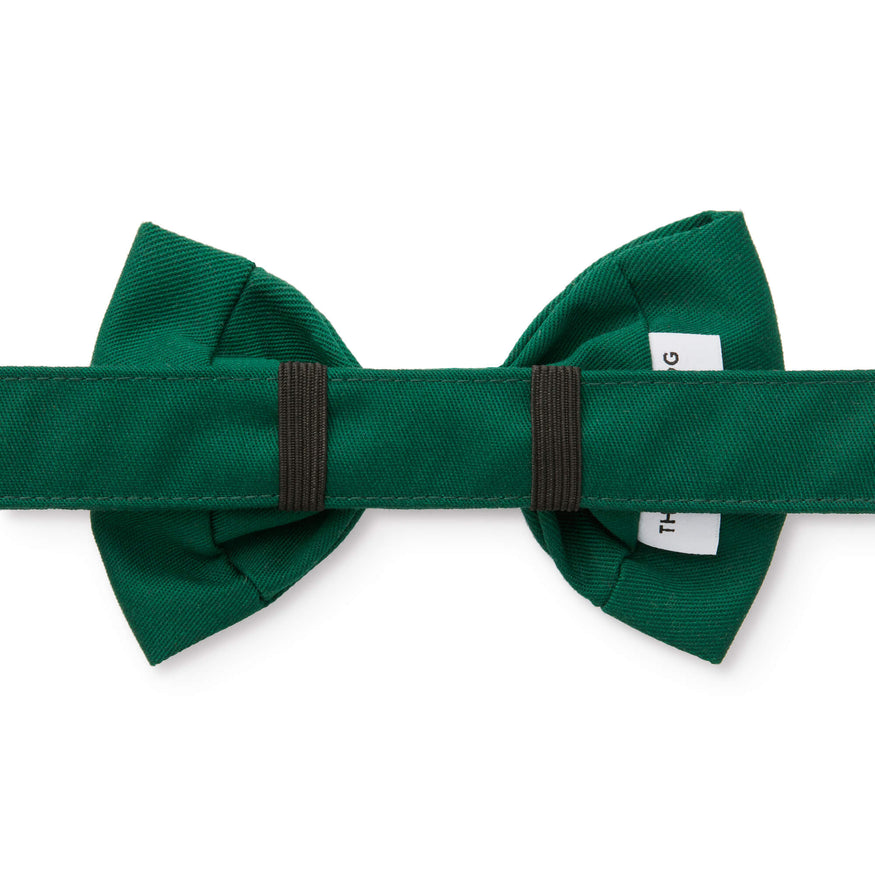 Wedding Dog Bow Tie Collar - Olive Green Chambray