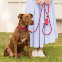 Hot Pink Waxed Canvas Waste Bag Dispenser from The Foggy Dog 