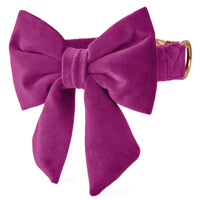 Plum Velvet Lady Bow Collar from The Foggy Dog